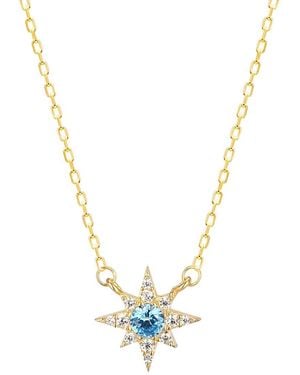 Gabi Rielle 14k Over Silver Cz Starburst Necklace - Metallic