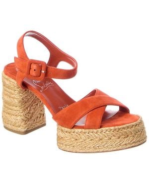 Christian Louboutin Calakala 85 Suede Platform Sandal - Orange