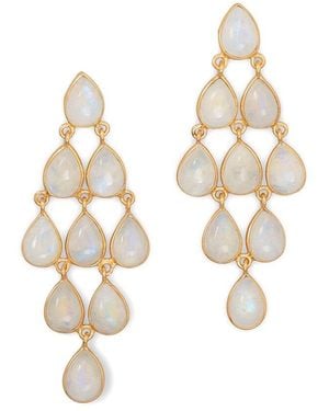 Liv Oliver 18k Plated 18.75 Ct. Tw. Moonstone Chandelier Earrings - White