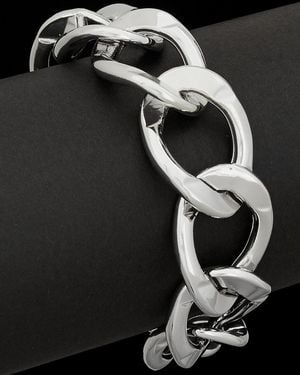 Italian Silver Bold Curb Link Bracelet - Black