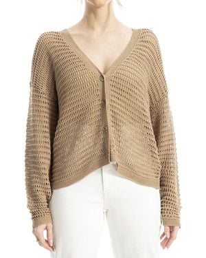 Max Studio Open Weave Cardigan - Natural