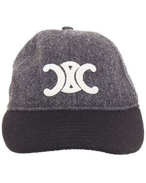 Celine Triomphe Wool Baseball Cap (Authentic Pre-Loved) - Grey
