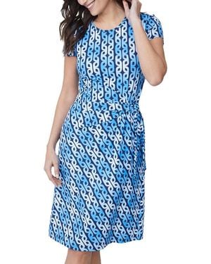J.McLaughlin Cap Slv Elora Dress - Blue