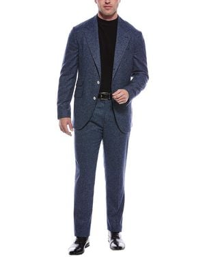 Brunello Cucinelli 2pc Silk & Wool-blend Suit With Pleated Pant - Blue