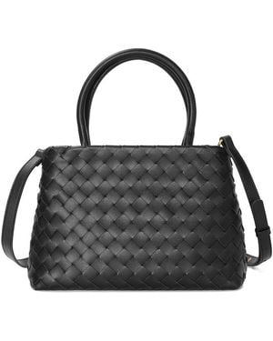 Tiffany & Fred Paris Hand-Woven Top-Handle Leather Bag - Black