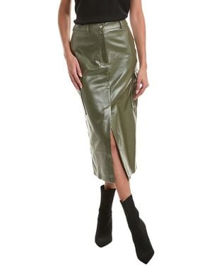 Gracia Shiny Denim Cargo Skirt - Green