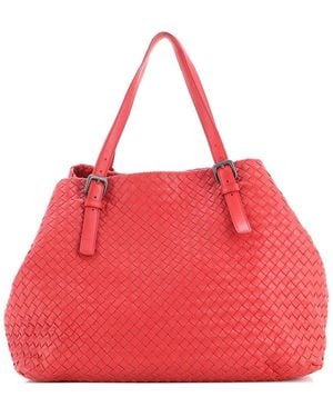 Bottega Veneta Intrecciato Nappa A-Shape Tote Large (Authentic Pre-Loved) - Red