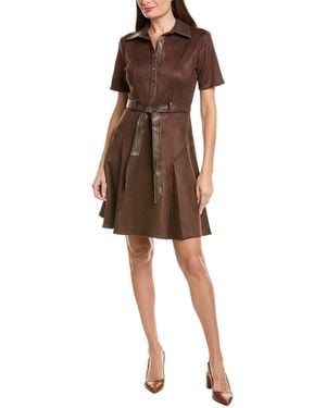 Sharagano Nanette Nanette Lepore Short Sleeve Mini Dress - Brown