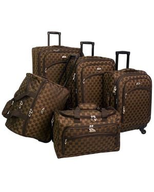 American Flyer Madrid 5pc Spinner Luggage Set - Brown