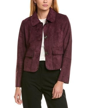 Tahari Crop Faux Suede Jacket - Purple