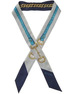 Gucci Silk Twill Scarf - Blue