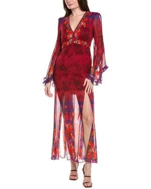 Saloni Silk Maxi Dress - Red