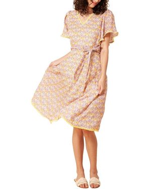 Hale Bob V-neck Linen Midi Dress - Natural