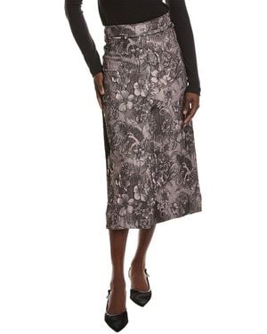 Ganni Rippled Jacquard Long Slit Skirt - Gray