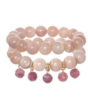 Rachel Reinhardt Jewelry Gemstone Crystal Stretch Bracelet - Pink