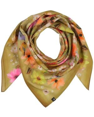 V. Fraas Floral Birds Square Silk-Blend Scarf - Natural