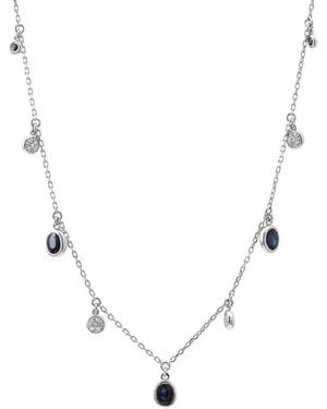 Gemstones 1.85 Ct. Tw. Diamond & Sapphire Necklace - Natural