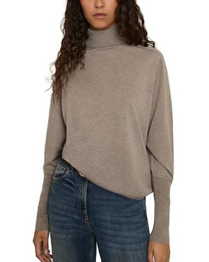 Reiss Wren Roll Neck Silk-Blend Top - Brown