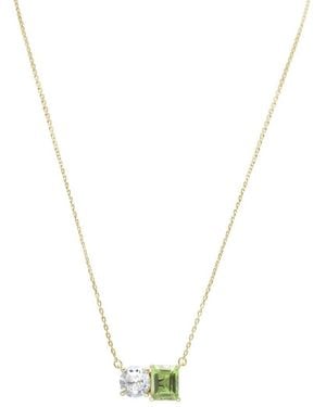 Suzy Levian Gold Over Silver 5.00 Ct. Tw. Gemstone Toi Et Moi Necklace - Metallic