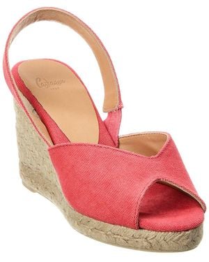 Castañer Brisa Canvas Slingback Wedge Sandal - Pink