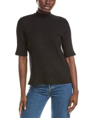 Eileen Fisher Mock Neck Elbow Sleeve Top - Black