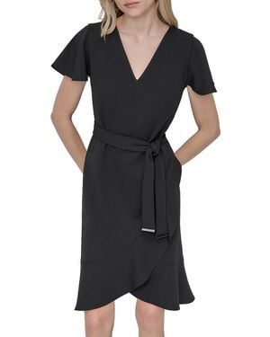 DKNY Faux Wrap Dress - Black