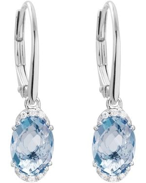 Diamond Select Cuts 14k Diamond .05 Ct. & 2.10 Ct. Aquamarine Earrings - Blue