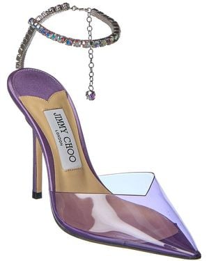 Jimmy Choo Saeda 100 Plexi & Leather Pump - Purple