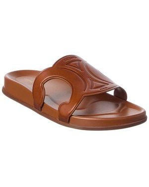 Celine Logo Leather Sandal - Brown