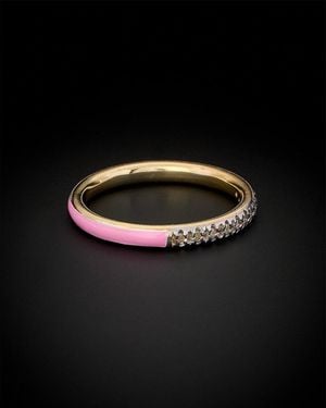 Italian Gold Over Silver 18K 0.12 Ct. Tw. Diamond Half-Eternity Ring - Black