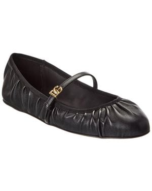 Dolce & Gabbana Dg Logo Leather Flat - Black