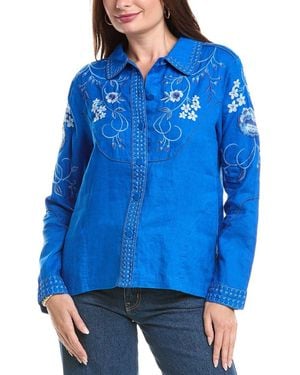 Johnny Was Western Linen Jacket Madaleina - Blue