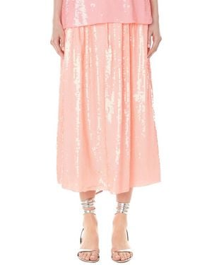 Tibi Sequins Beaded Full Silk Skirt - Pink