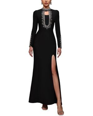 Dilireba Long Sleeve Embellished Maxi Dress - Black