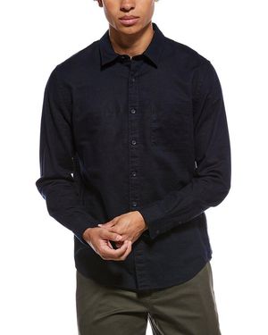 Vince Linen-Blend Button-Down Shirt - Blue