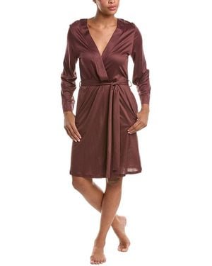 Hanro Lilith Lace Trim Robe - Red