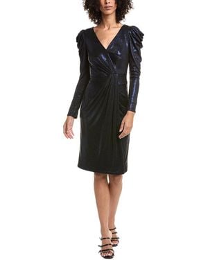 Tadashi Shoji Garrison Draped Metallic Jersey Sheath Dress - Black