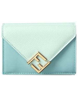 Fendi Ff Diamond Mini Leather Card Case - Blue