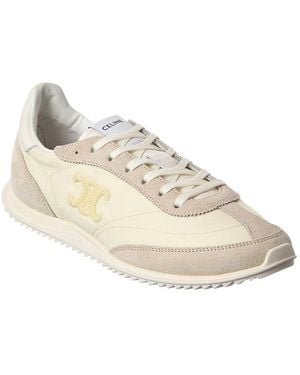 Celine Triomphe Nylon & Suede Trainer - Natural