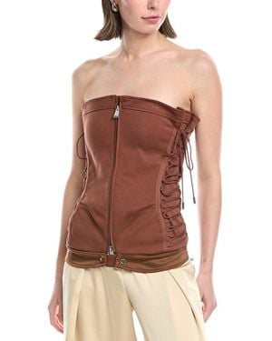 Jonathan Simkhai Sasha Zip-Up Bustier Top - Brown