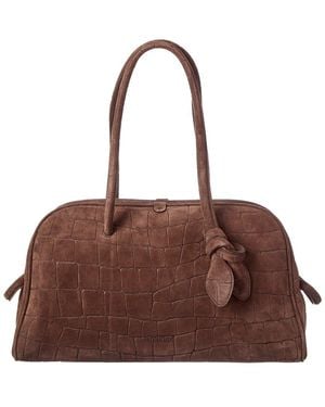 Jacquemus The Turismo Large Croc-Embossed Suede Shoulder Bag - Brown
