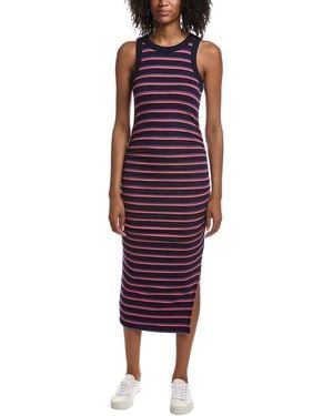 Michael Stars Wren Striped Ruched Midi Dress - Red