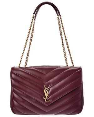 Saint Laurent Loulou Large Leather Shoulder Bag - Purple