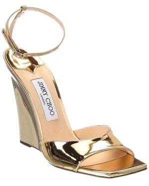Jimmy Choo Brien 110 Leather Wedge Sandal - Metallic