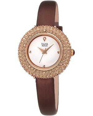 Burgi Burgi Satin Over Leather Diamond Watch - White