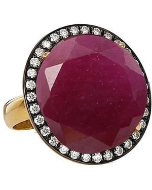 Liv Oliver 18K Plated 19.20 Ct. Tw. Rubies Ring - Red