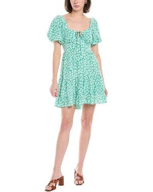 Harper Puff Sleeve Mini Dress - Green