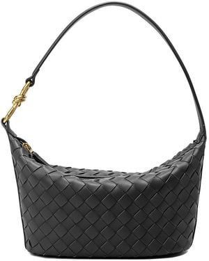 Tiffany & Fred Paris Woven Leather Hobo Shoulder Bag - Black