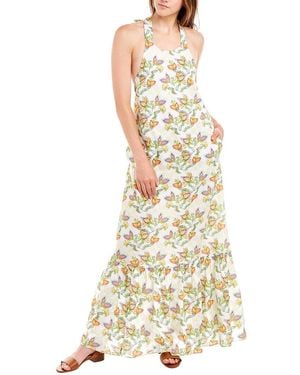 CELINA MOON Halter Neck Maxi Dress - Metallic