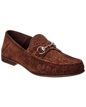 Gucci Horsebit 1953 Gg Suede Loafer - Brown